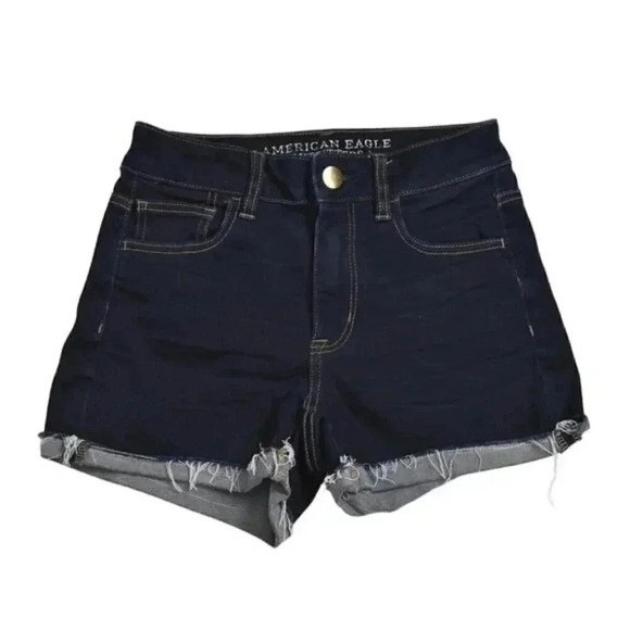 American Eagle Hi-Rise Shortie Dark Blue Wash Size  4 - Picture 1 of 10